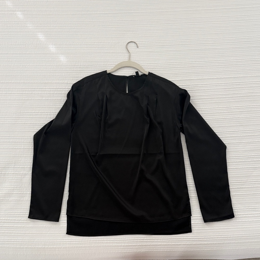 Black Long Sleeve Silky Top